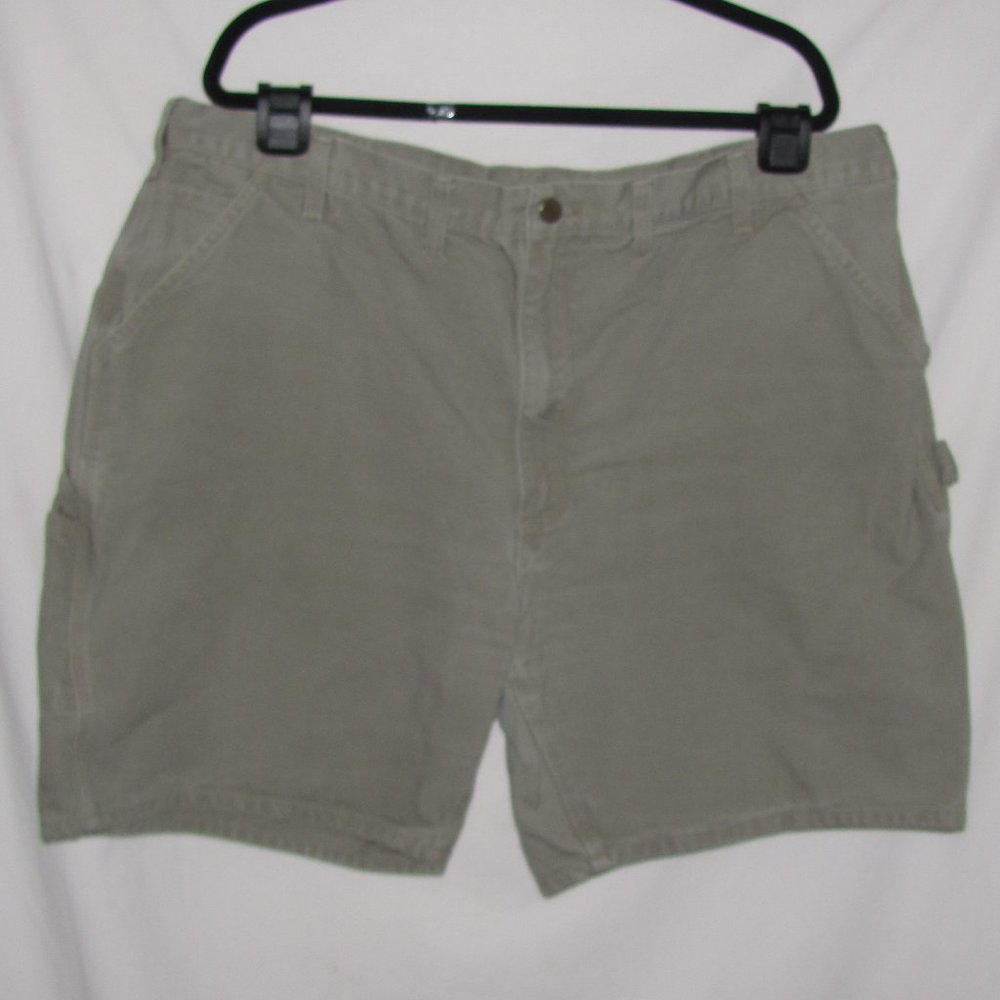 Mens' Carhartt Green Brown Drab Cargo Shorts Size 43 x 8 - Picture 1 of 8